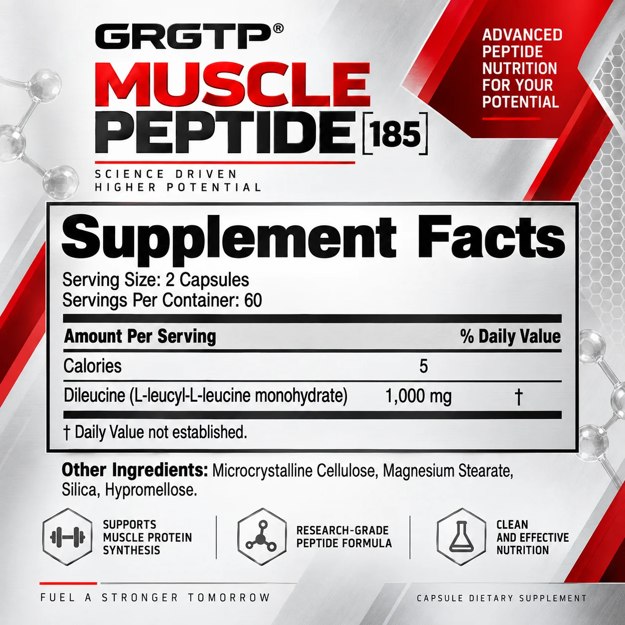 Muscle Peptide [185] Supplement - Metabolism, Build Mass, Promotes Muscle Protein Synthesis, Improve Energy and Endurance