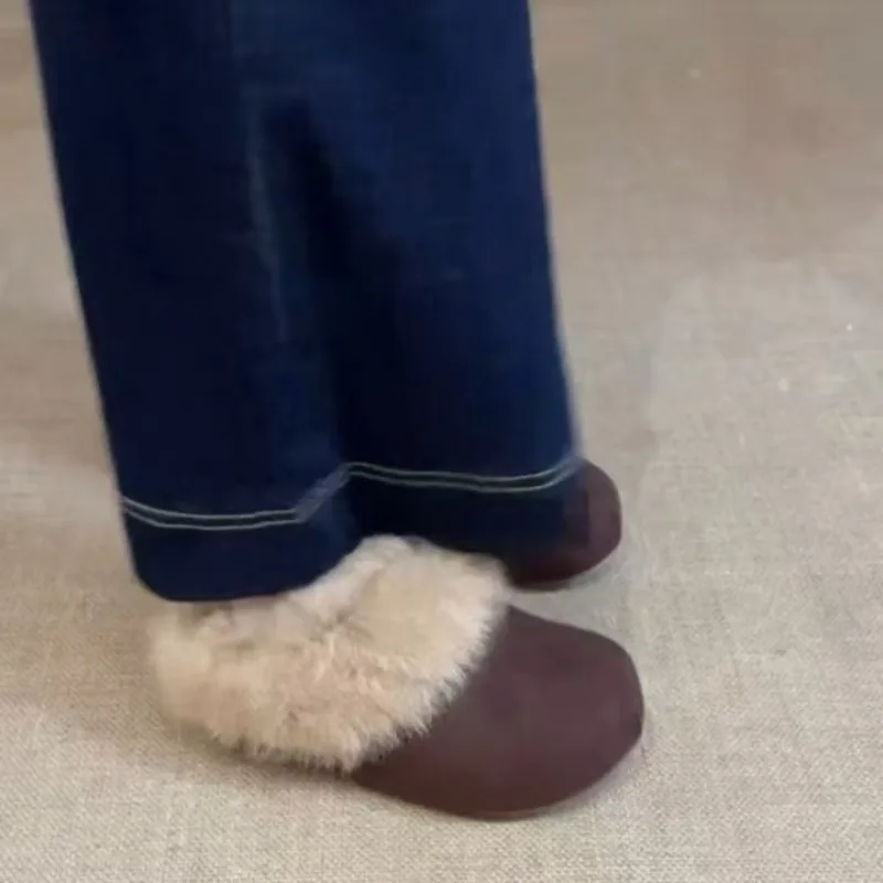 

2026 Autumn & Winter New Platform Thick-Soled Mule Furry Slippers - High-Heel, Warm Cotton Slippers for Indoor & Outdoor Wear