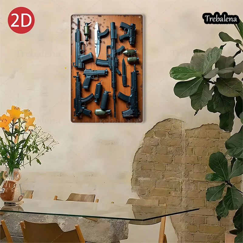 1PC 2D Flat 8*12inch Metal Sign Tactical Gear Arsenal Wood Panel Art Decor