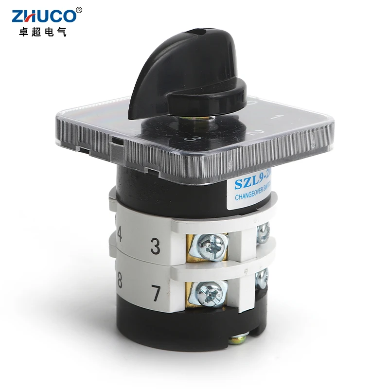 ZHUCO SZL9-20/0-4.2 20A 5 Positon 2 Phase 8 Terminals Silver Contact Universal Changeover Cam Rotary Transfer Switches