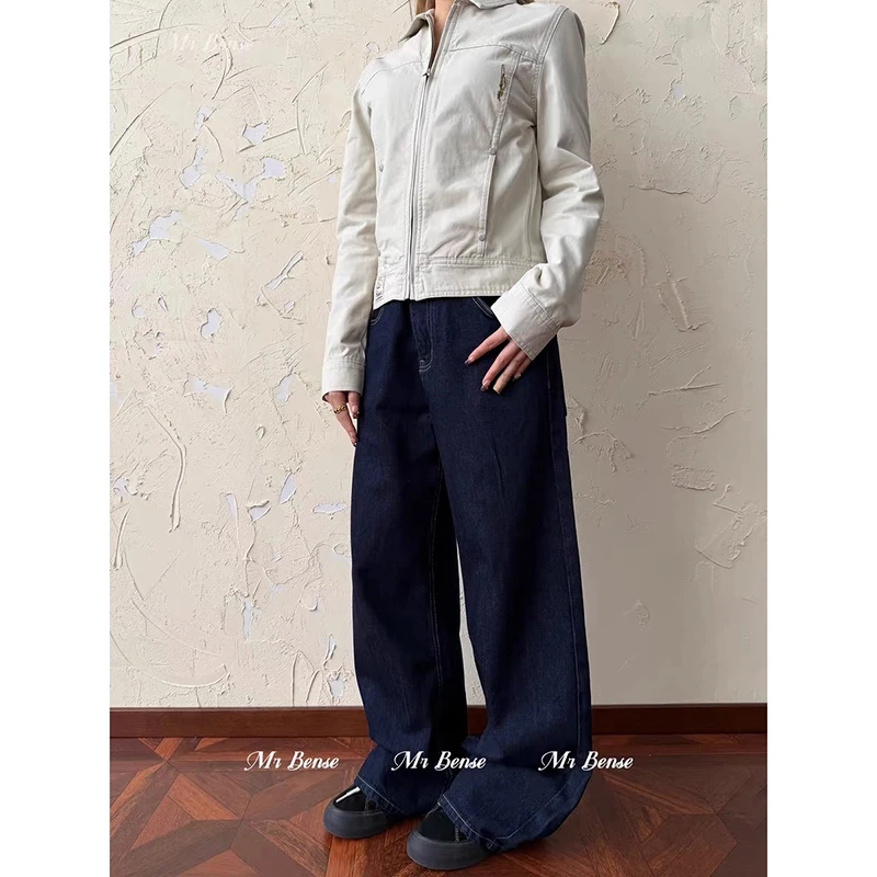 ZHIZOU المرأة الأزرق القوطية فضفاض Y2k الجينز كبيرة الحجم جان السراويل خمر 90s Harajuku التطريز سراويل جينز الملابس البديلة