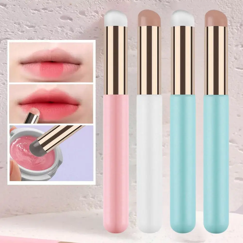Pincel de labios de silicona con tapa, corrector, como yemas de los dedos suaves, lápiz labial, cepillo redondo, maquillaje sin pinceles rotos Q G9q4