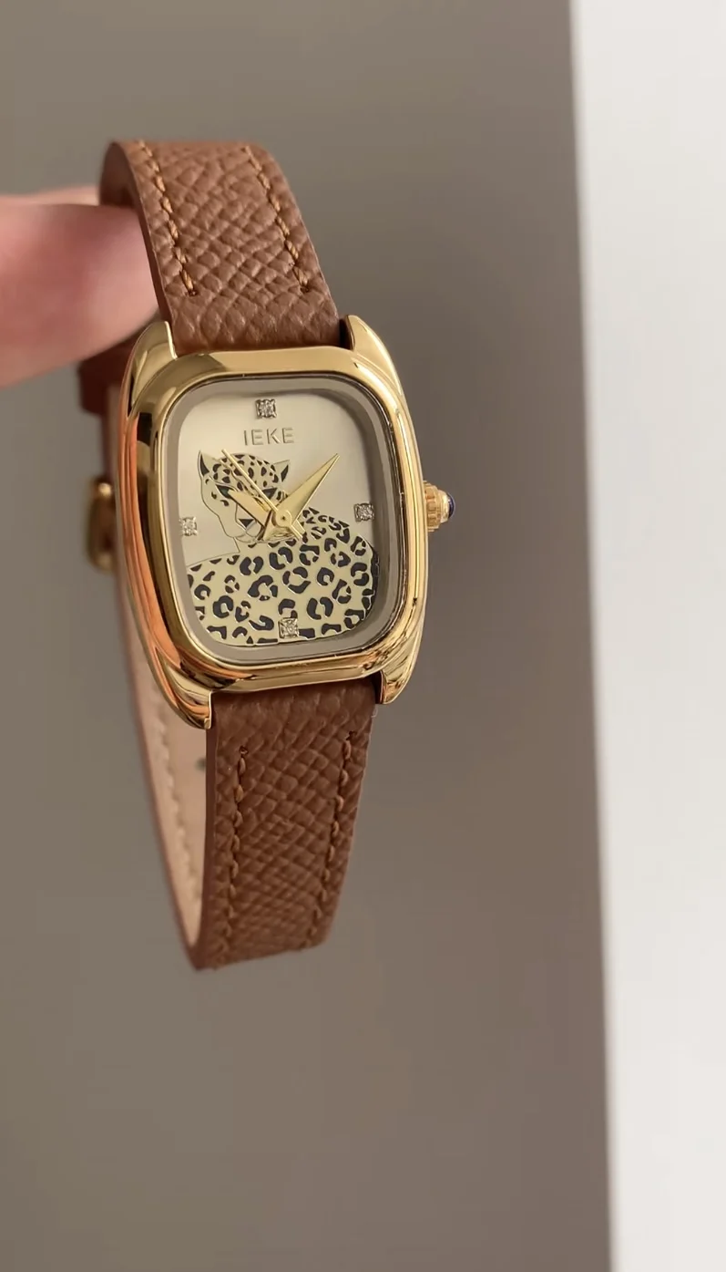 

Оригинальные женские часы, коричневые леопардовые квадратные модные элитные модные женские часы, новые женские часы, женский подарок