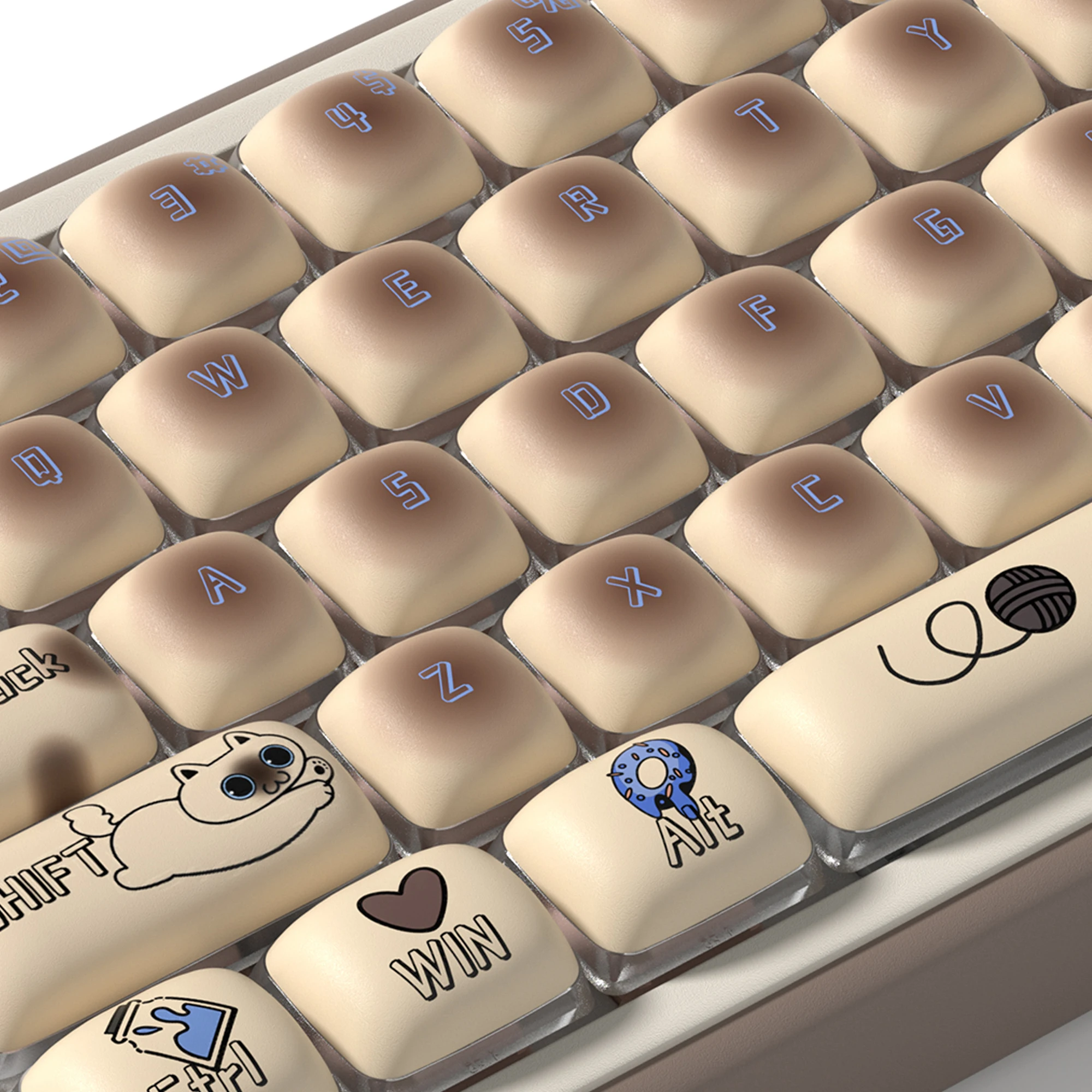 

125 Key Milk Cat MOG Profile Five Sides Dye Sub PBT Keycaps Customs Rounded Cute Keycaps for Cherry MX Switches Gaming Keyboard