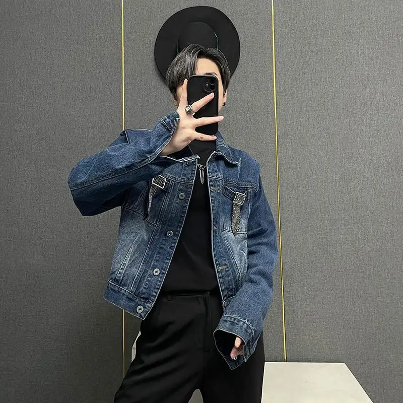 

Джинсовые куртки с короткими пуговицами, мужские винтажные ковбойские пальто с изображением Джокера высокого качества для мужчин, корейский рок, быстрая доставка, повседневная мужская одежда в стиле пастушки