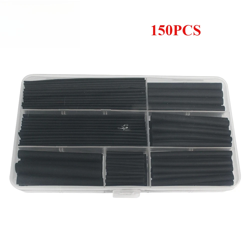 

150pcs 2:1 Heat Shrink Tube Kit Thermoresistant Tubing Heat Shrink Wire Wrapping Electrical Connection Cable Insulation Sleeves