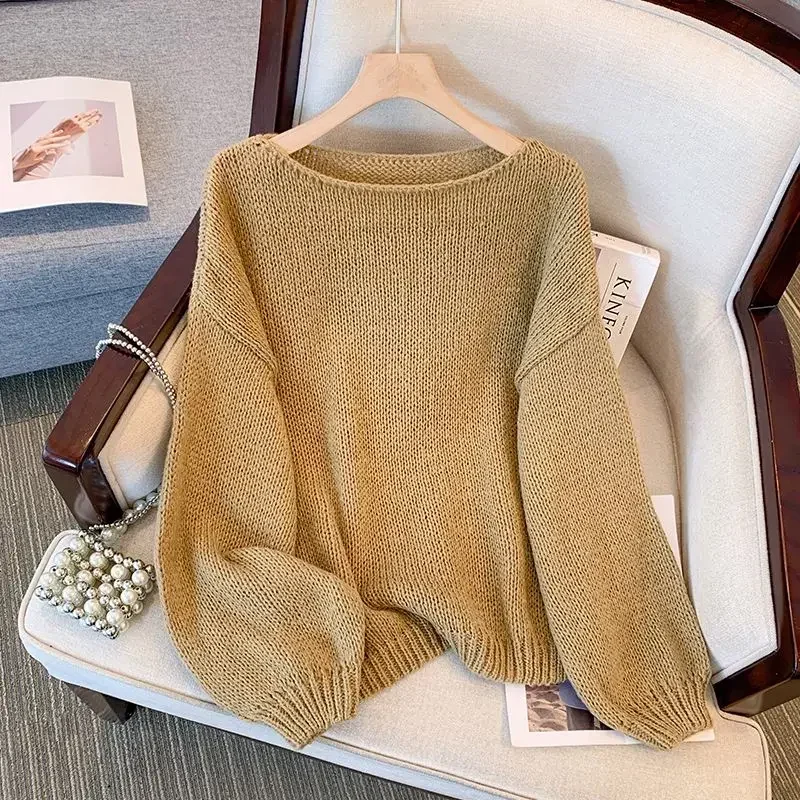 Knit Tops For Woman Pullovers Women\'s Sweater Round O Neck Mesh Off White Winter 2024 Korean Fashion High Quality Offers Cheap