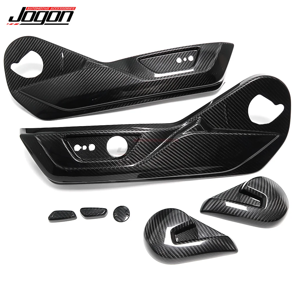 Dry Carbon Fiber Car Interior Seat Adjustment Button Switch Control Cover Panel Trim Decoration Car Styling for Ford Mustang LHD