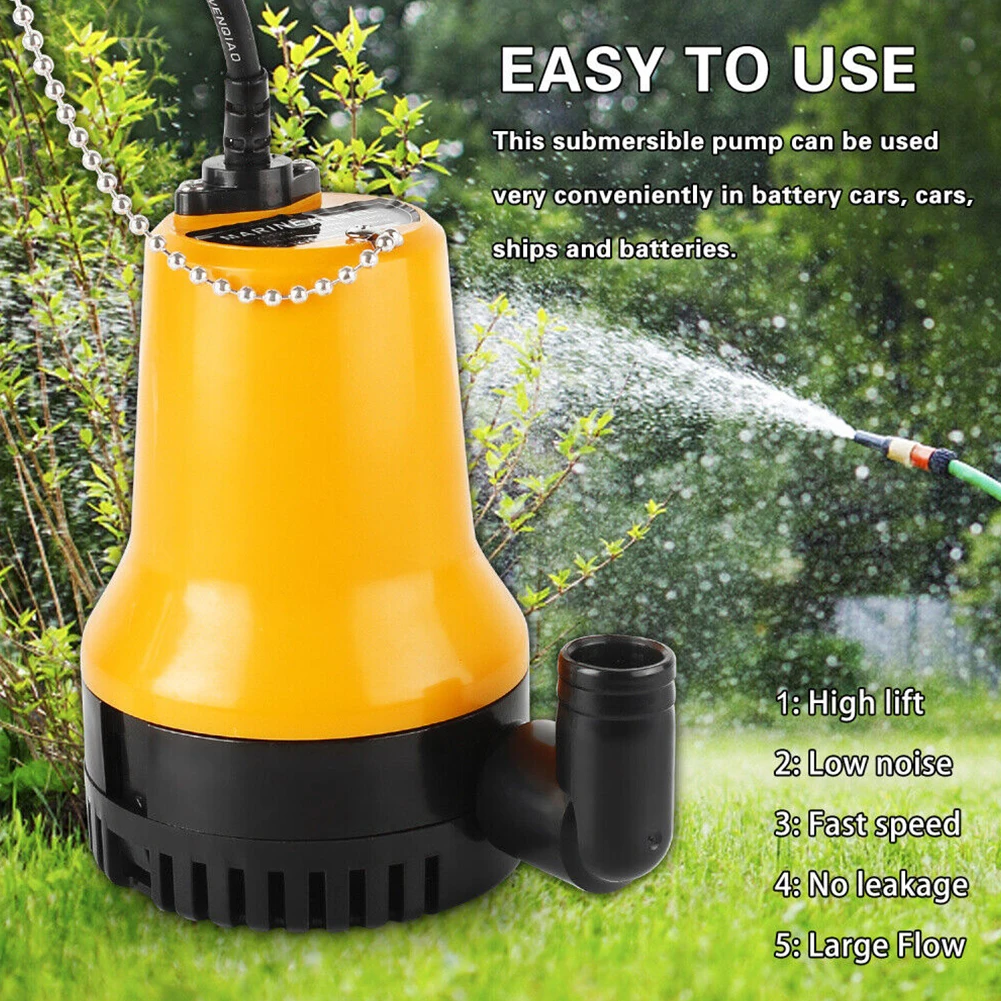 DC 12V Submersible Water Pump 60W Dirty Water Pump 3600L/H  Water Circulation Pump for Irrigation Fountain Fish Pond