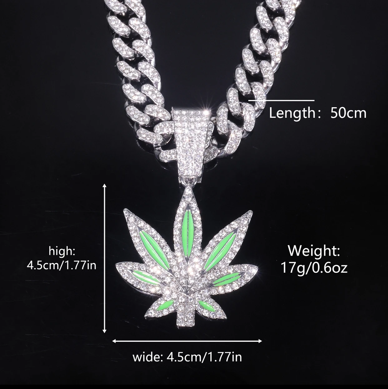 50cm New Luxury Personality Trendy Couple Small Maple Leaf High-end Pendant Necklace Men's and Women's Fashion