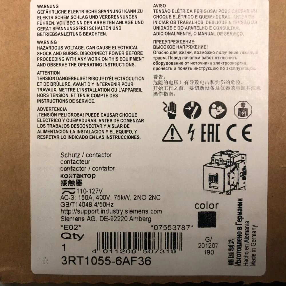 

3RT1055-6AF36 1PCS New original 3RT1 055-6AF36 Contactor Fast delivery