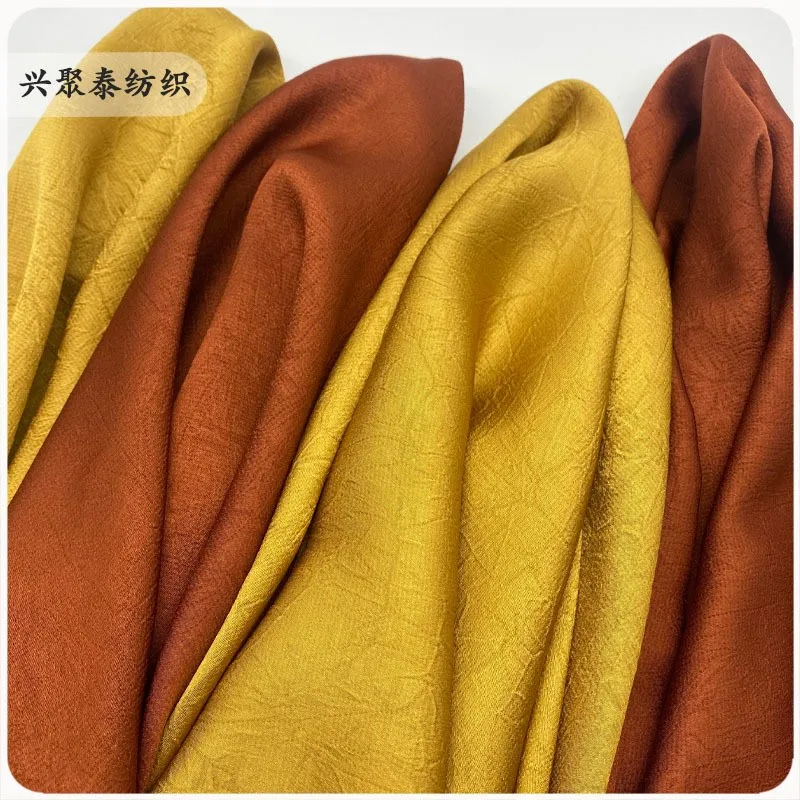 

Spring and summer polyester fiber textured satin pleated fabric new Chinese-style suit shirt dress