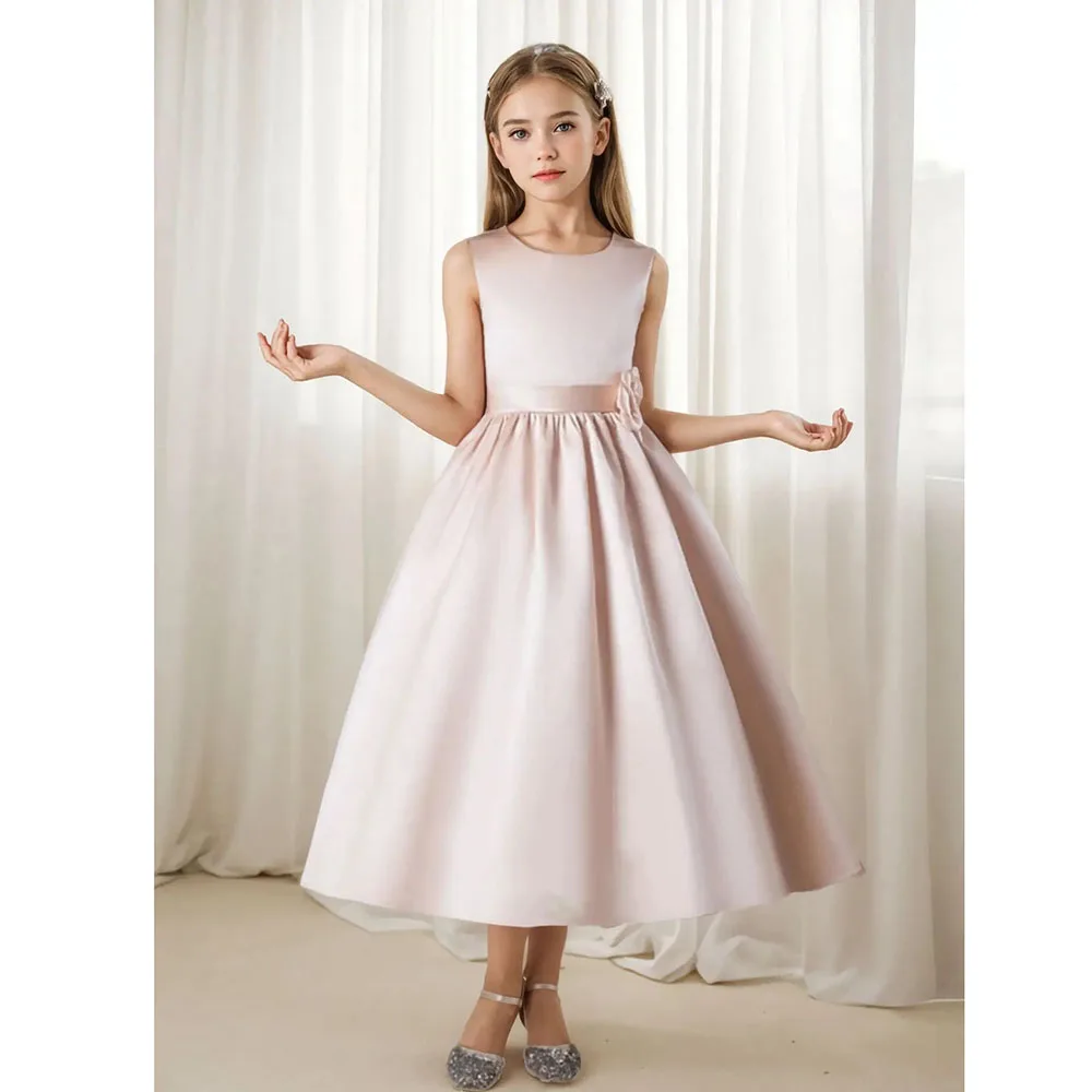 KYDYNQJ 2024 Princess Girls Party Dress Children Elegant Outfit Concert Fashion Luxury Costume Matching Host Satin Kids Clothes