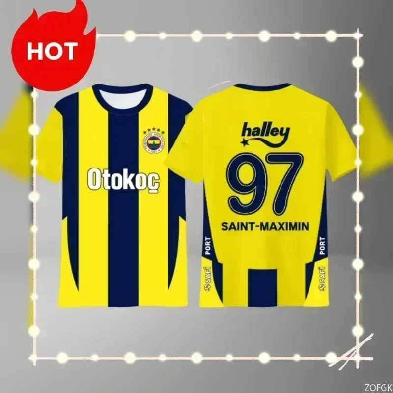 Latest Popular Football Series Fenerbahce Jersey Same T-shirt for Summer Men and Boys Round Neck