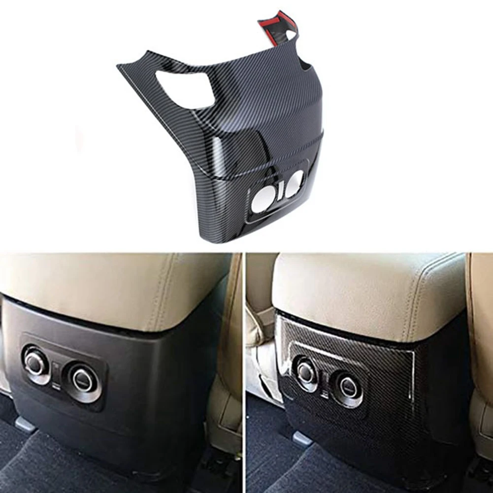 Car Carbon Fiber Rear Air Condition Vent Outlet Frame Anti-Kick Panel Cover Trim for Mitsubishi Pajero