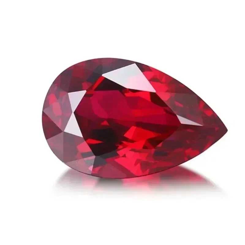 

Lab Grown Ruby Pigeon Blood Red Gemstone Pear Shape Charm Beads for Diy Jewelry Making Materials Selectable AGL Certificate