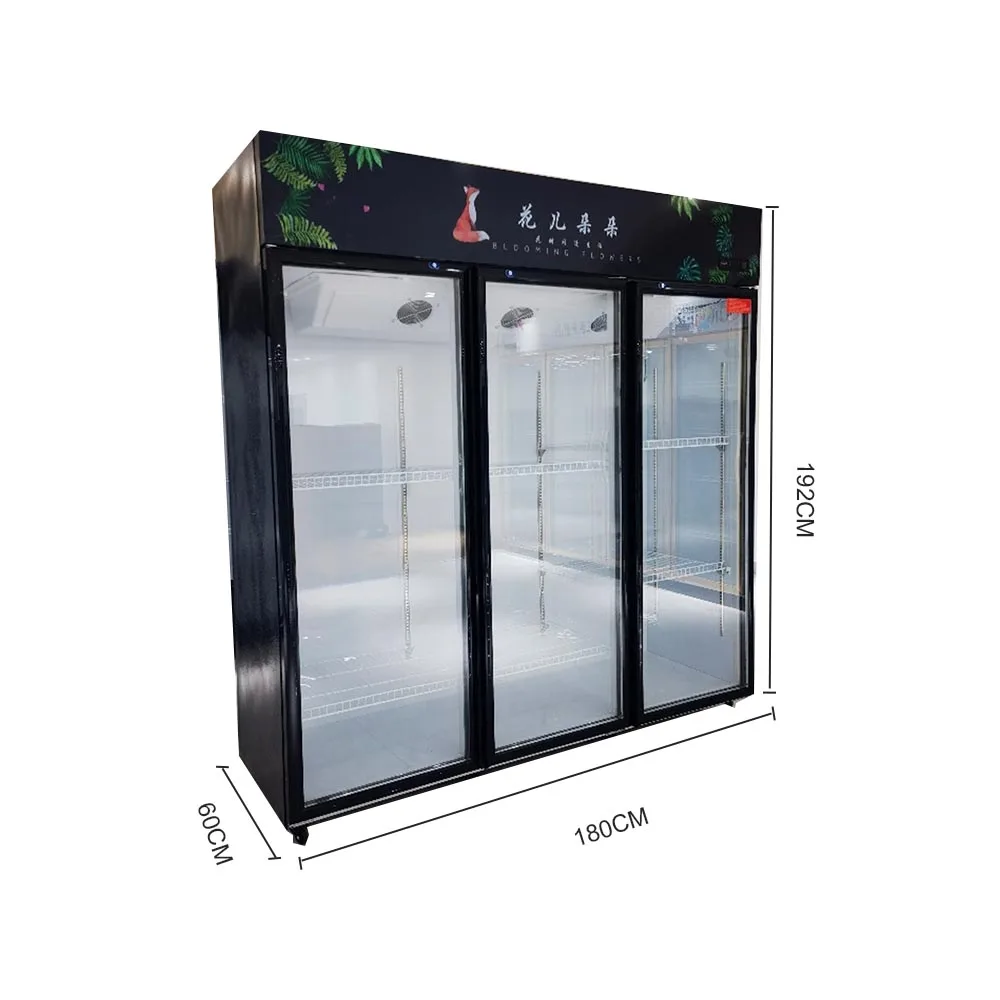 1250L 3-Door Air Cooling Flower Display Refrigerated Cabinet Cooler