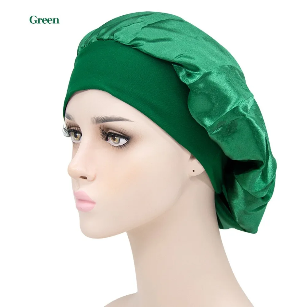 Fashion Elastic Sleep Cap Adjustable Breathable Satin Bonnet Hat Hair Bonnet Hat for Men Women