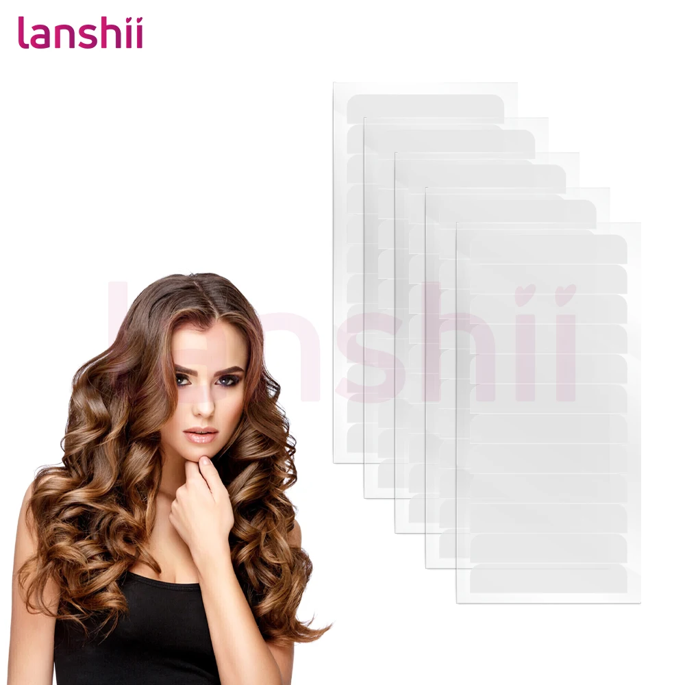 

LanShii 60/120 вкладок, односторонняя сменная лента для наращивания волос - сильная фиксация, бесплатно для ленты для наращивания