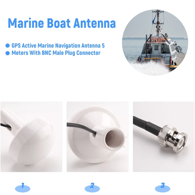 Ship GPS Active Marine Navigation Antenna Timing Antenna 1575+/-5 Mhz 5M BNC Male Plug