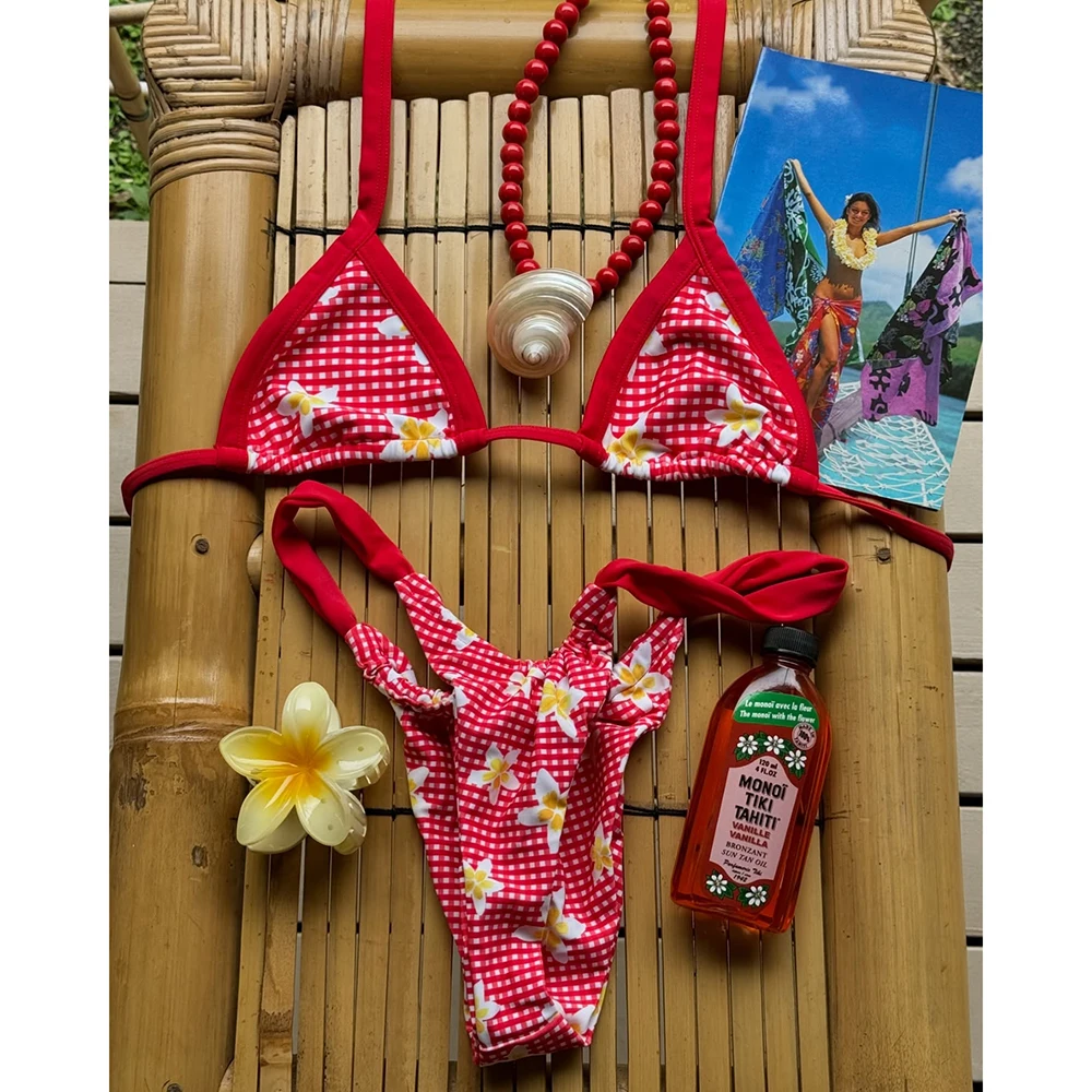 Sexy Micro Bikini 2025 Women Swimsuit Female Swimwear Thong Bikinis Set Brazilian Halter Beach Wear Print Bathing Suit