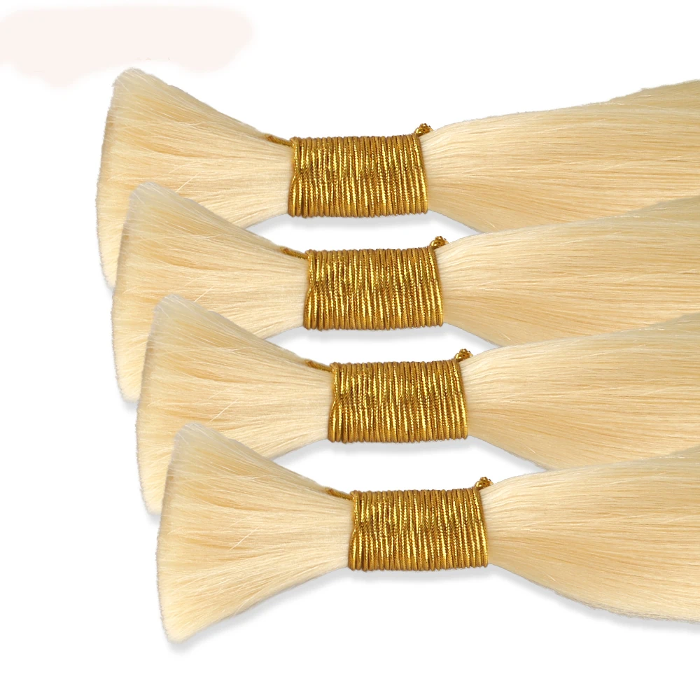 Capelli umani di alta qualità capelli umani brasiliani sfusi per intrecciare 50G 100% colore dell'onda diritta umana #613 Blonde candeggina per le donne