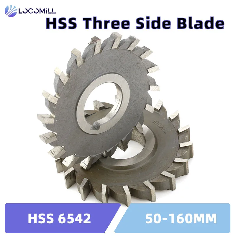 

1PCS HSS high-speed steel straight tooth three-sided blade milling cutter 50 63 75 80 100 125 130 150mm thickness 4mm-20mm