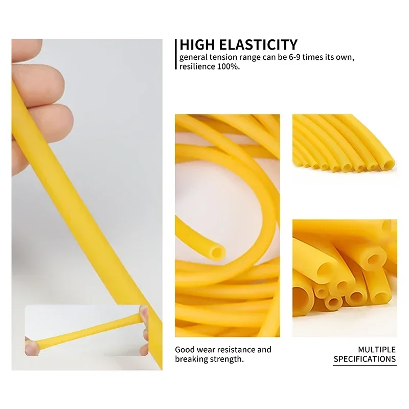 自然ラテックスゴムホース 1.6/2/4/6/8/10/12/14/18 ミリメートル高弾性バンドパチンコカタパルトチューブゴムホーステンションベルト黄色