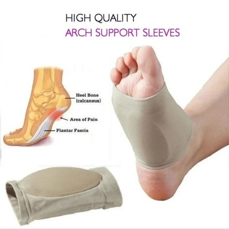 Arco de apoio manga almofada fasciite plantar pé arco ferramenta ortopédica calcanhar bandagem elástica pés planos almofada ortopédica cuidados com os pés