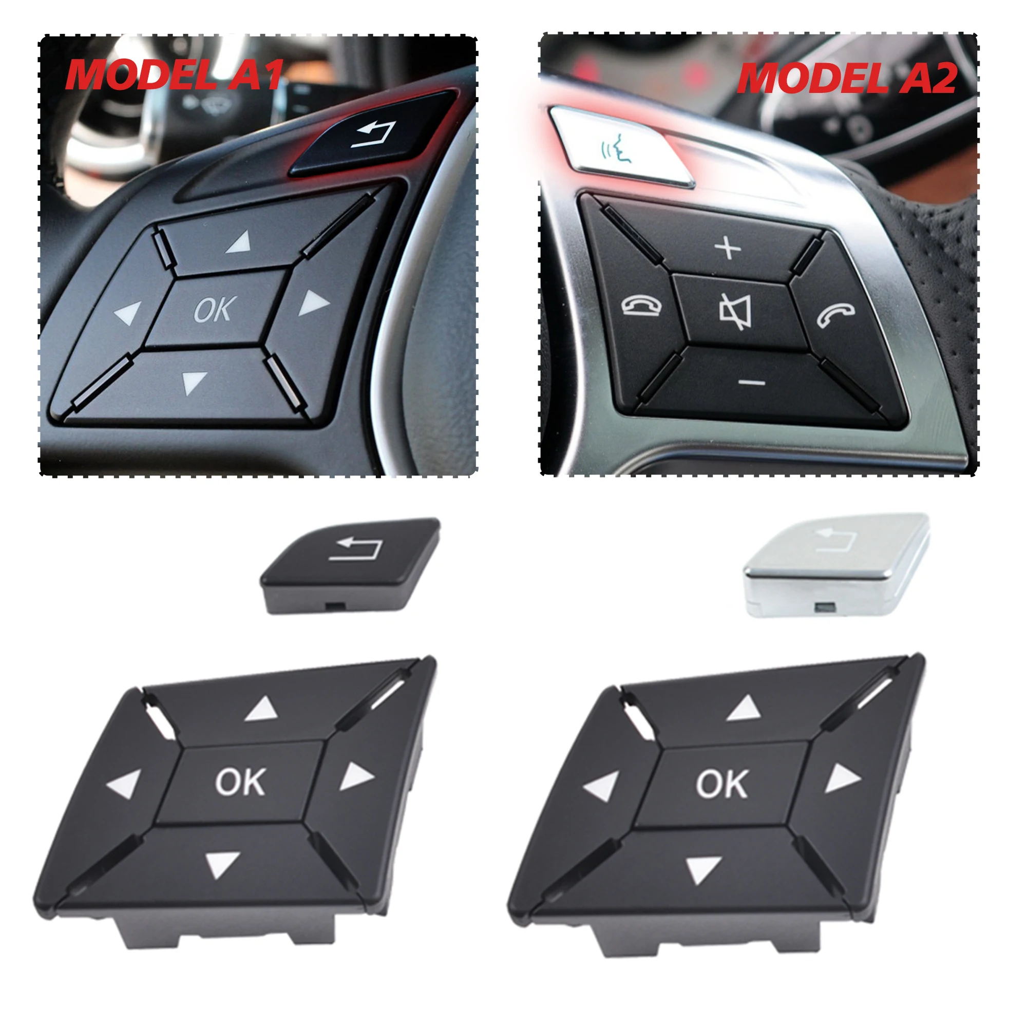 

Multi-function Car Steering Wheel Control Buttons Key Switch Cover for Mercedes Benz W204 W176 W212 W246 W156A B C E GLK GLA CLA