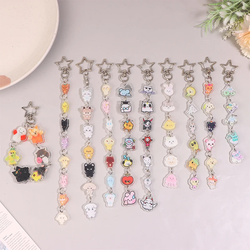 Acrylic cartoon animal chain keychain Kpop fashionable keychain bag pendant hanging decorative gift