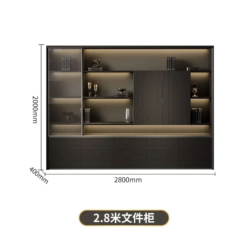 B-4  office floor-to-ceiling document glass display cabinet data large bookcase storage display background cabinet
