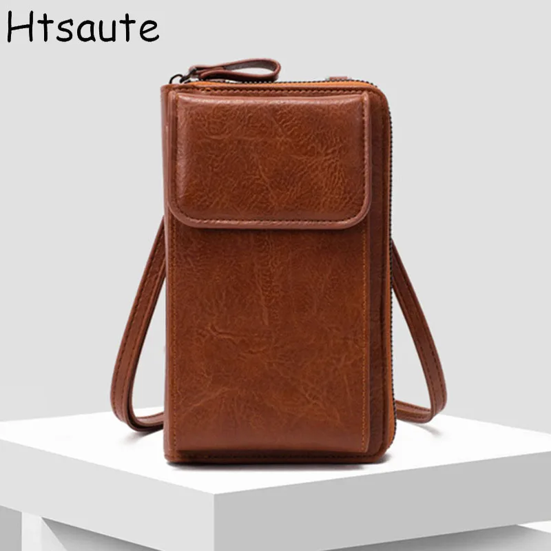 

Fashionable outdoor sports women phone bags brands designer PU leather portable Single shoulder mobile phone change chest bags