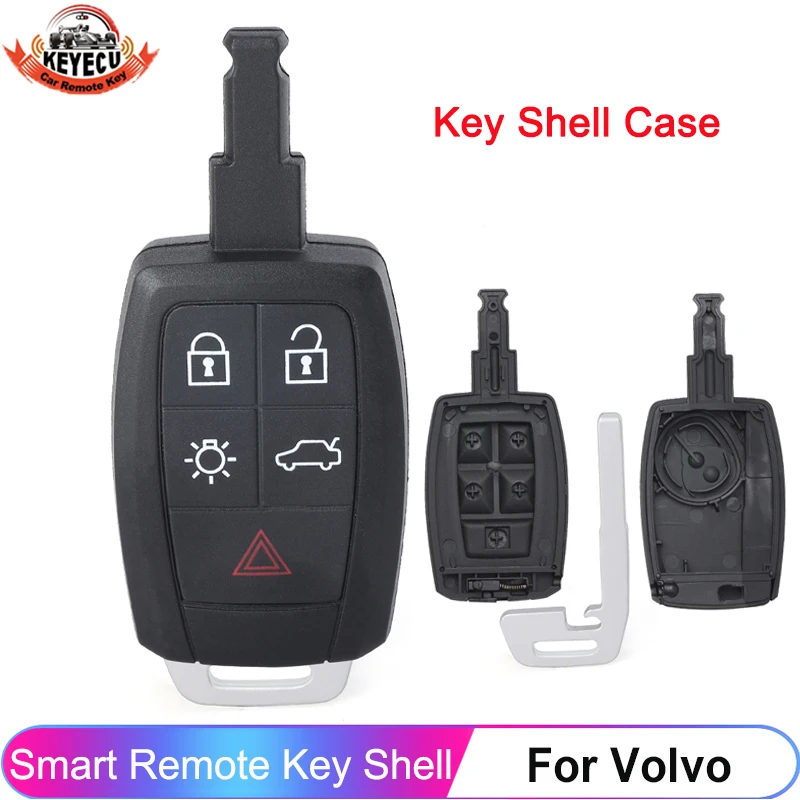 KEYECU 5 Button Car Key Shell Case For Volvo V70 S60 V40 V50 C30 C70 XC90 2008 2009 2010 2011 Remote Cover Fob Insert Blade