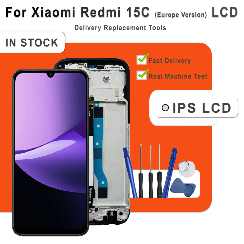 100% test New LCD For Xiaomi Redmi 15C Europe Version LCD Touch Screen Digitizer Assembly With Frame Replacement Repair Parts