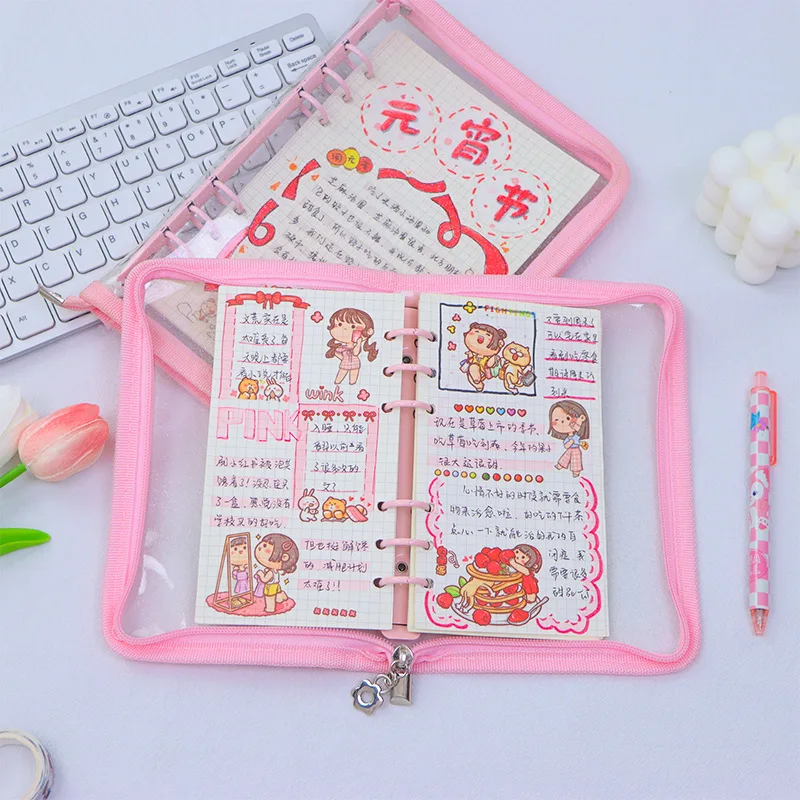 A5 A6 Zipper Binder Photo Card Collection Book Postcard Organizer Diary Notebook School Stationery