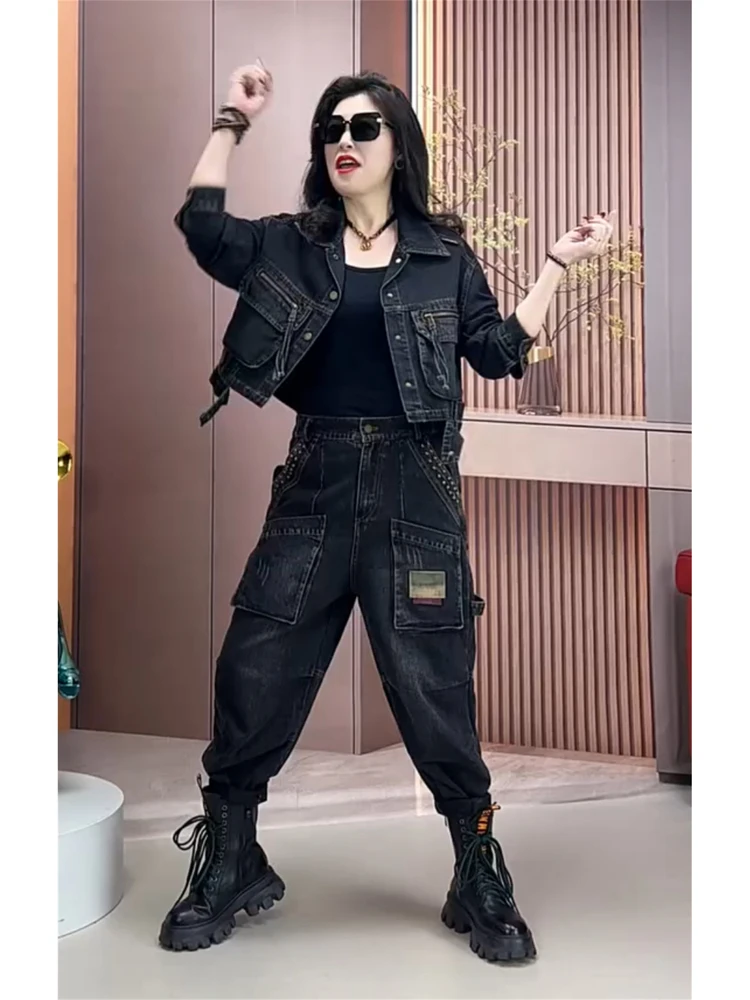 2025-automne-nouveau-sle-femmes-faion-coupe-ajustee-fce-double-lourd-du-vetements-de-travail-denim-ensemble-deux-pieces-pantalons-d'exterieur