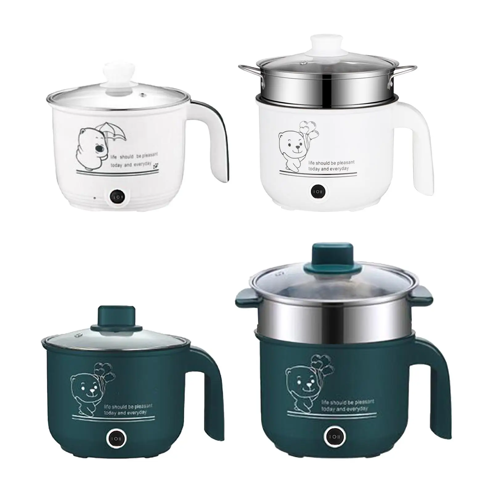 ทําอาหารไฟฟ้าหม้อ Nonstick 1.8L สแตนเลสสตีลมัลติฟังก์ชั่น 2 เกียร์กระทะไฟฟ้าสําหรับก๋วยเตี๋ยว Ramen โจ๊กไข่