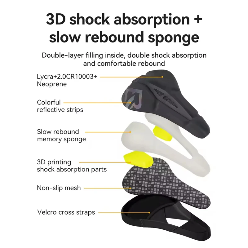 لغطاء سرج الدراجة الجبلية MTB، وسادة مقعد قابلة للتنفس، ملحقات وسادة سميكة مريحة وناعمة ممتصة للصدمات