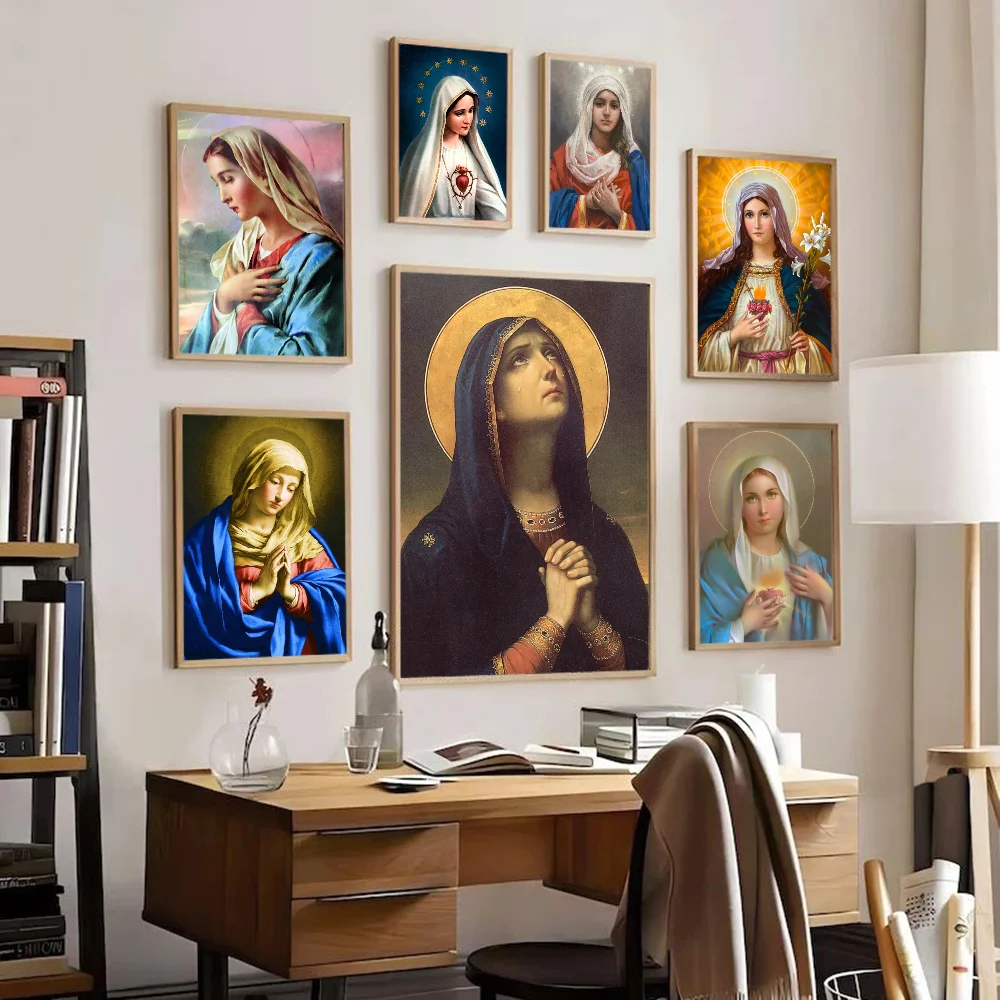 

Virgin Mary Christian Anime Posters Sticky HD Quality Wall Art Retro Posters For Home Room Wall Decor