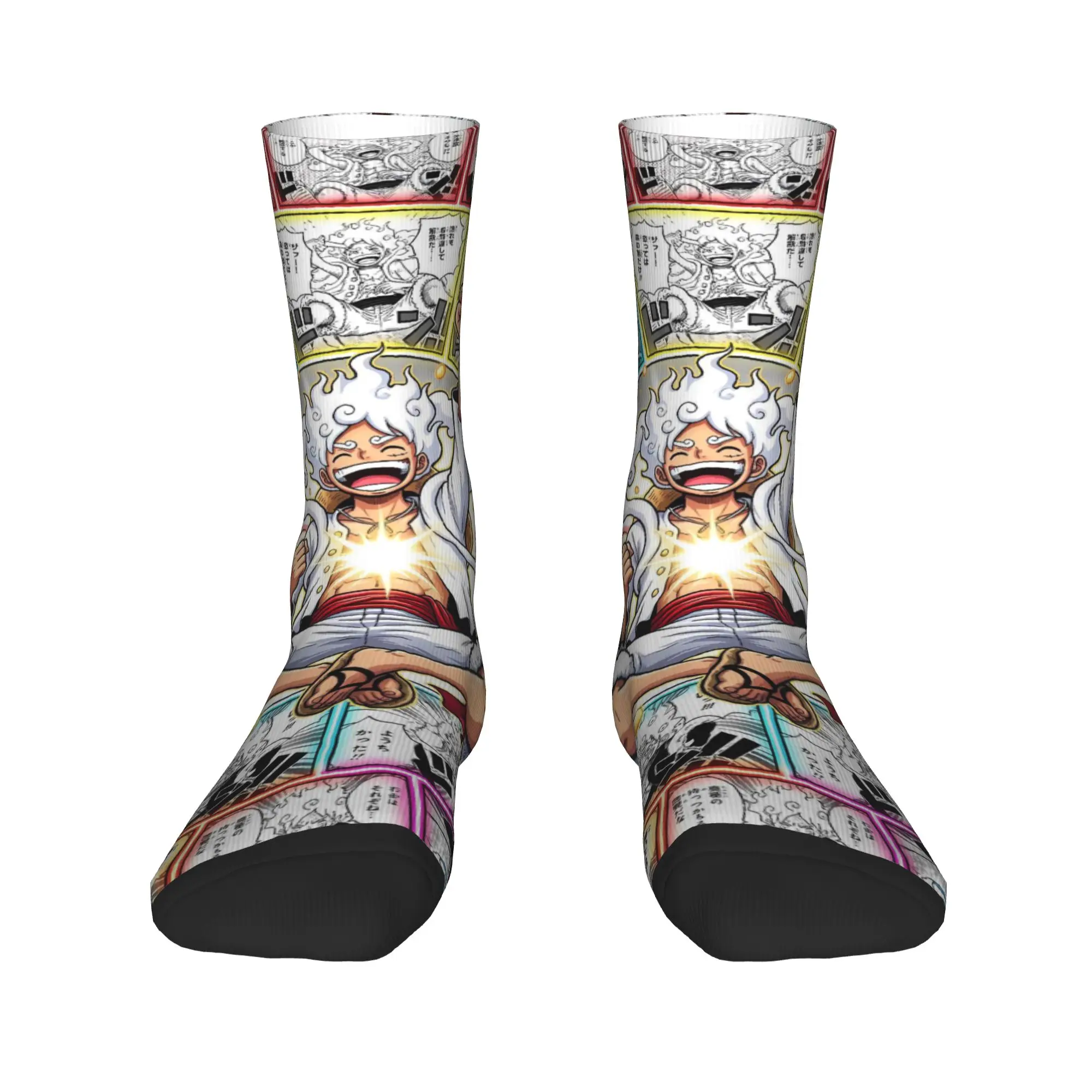 Anime one piece Luffy Nika Manga Socks  Printed Stockings Non Skid Couple Socks Soft Winter Funny Skateboard Socks