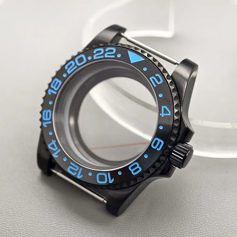 

40mm Black SUB Watch Case Sapphire Glass Fits 4R36 4R35 NH35 NH36 7S Movement Transparent Back Cover SUB Watch Case Parts Refit