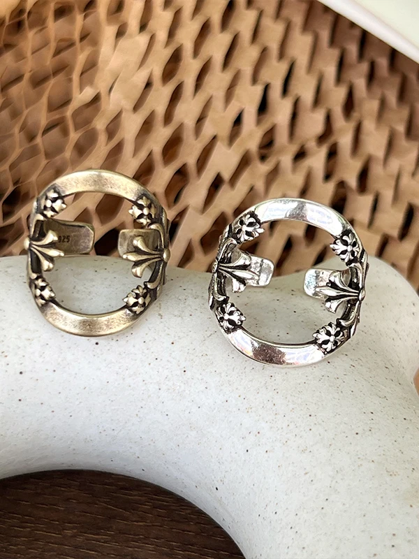 

Невыцветающее кольцо из стерлингового серебра 925 пробы с крестом, мужское модное украшение, унисекс-кольцо с геометрическим узором, стиль Outburst