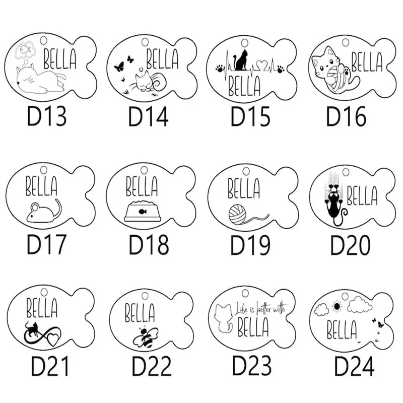 Free Custom Engraved Cat ID Tag Cute Fish Shape Kitten Cats Nameplate Anti-lost Pet Tags For Cat Collar Necklace Pet Accessories - view 4