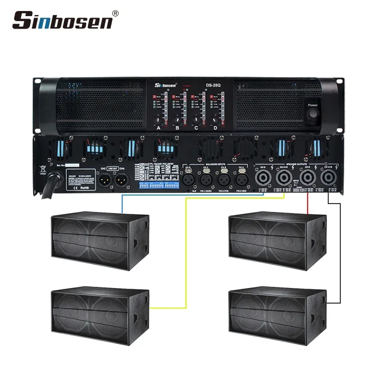 Capacitor Upgrade DS-20Q 4 Channel 20000 Watt Professional Power Amplifier For 18 Inch Subwoofer.