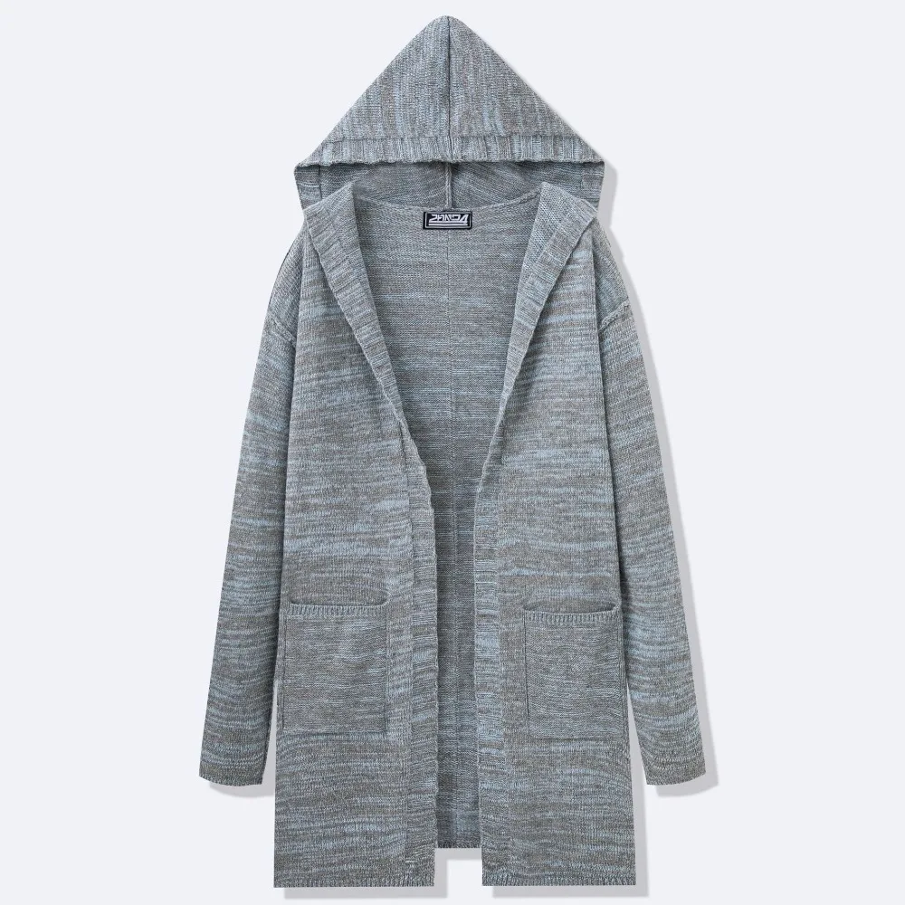 Men Cardigan Sweaters Hooded Coat Full Sleeve Solid Coats Casual Loose Outerwear Splice Open Stitch Autumn Winter 2024