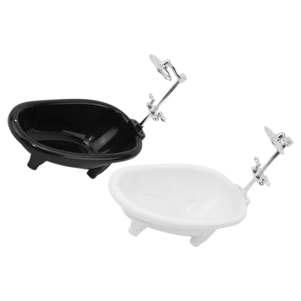 2Pcs Miniature Bathtub Decor Set Lifelike Simulation Bath Tub for Dollhouse Interior Design Mini Bathroom Furniture Photo Prop