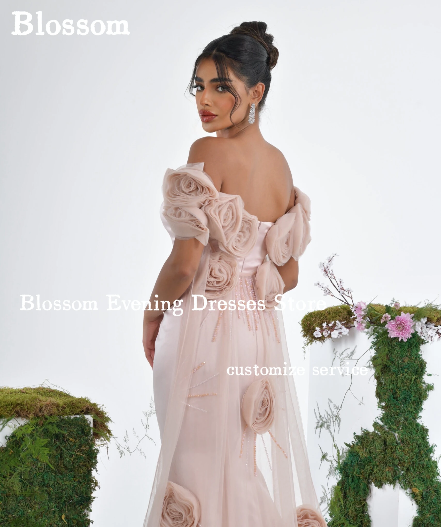 Off Shoulder Luxury Evening Dresses For Prom Ruffles Beaded Long Tail Zipper-up Wedding Party Gown Bridal فساتين مناسبة رسمية