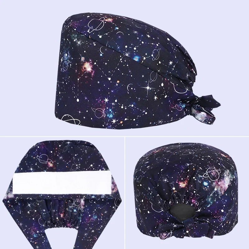 Starry Sky Printed Nurse Scrub Caps Gynecological Nursing Hats Women Pet Hospital Surgical Cap Ultra Soft Lab Pharmacy Work Hat