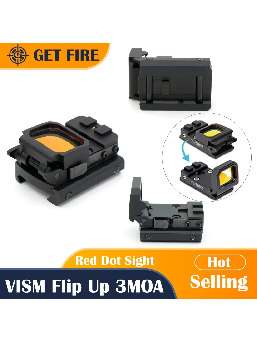 Mini VISM Red Dot Sight Compact RR Flip Up Pistol Reflex Sight Compact MOS Richtkijker voor Glock Pistola 1913 Mounts en Slides - afbeelding 2